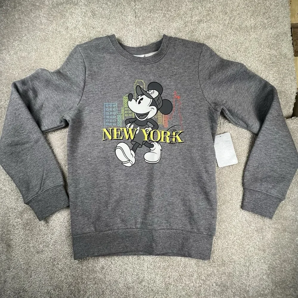 Disney Store Kids Gray Mickey Mouse‎ Sweatshirt Cotton Pullover Size Large